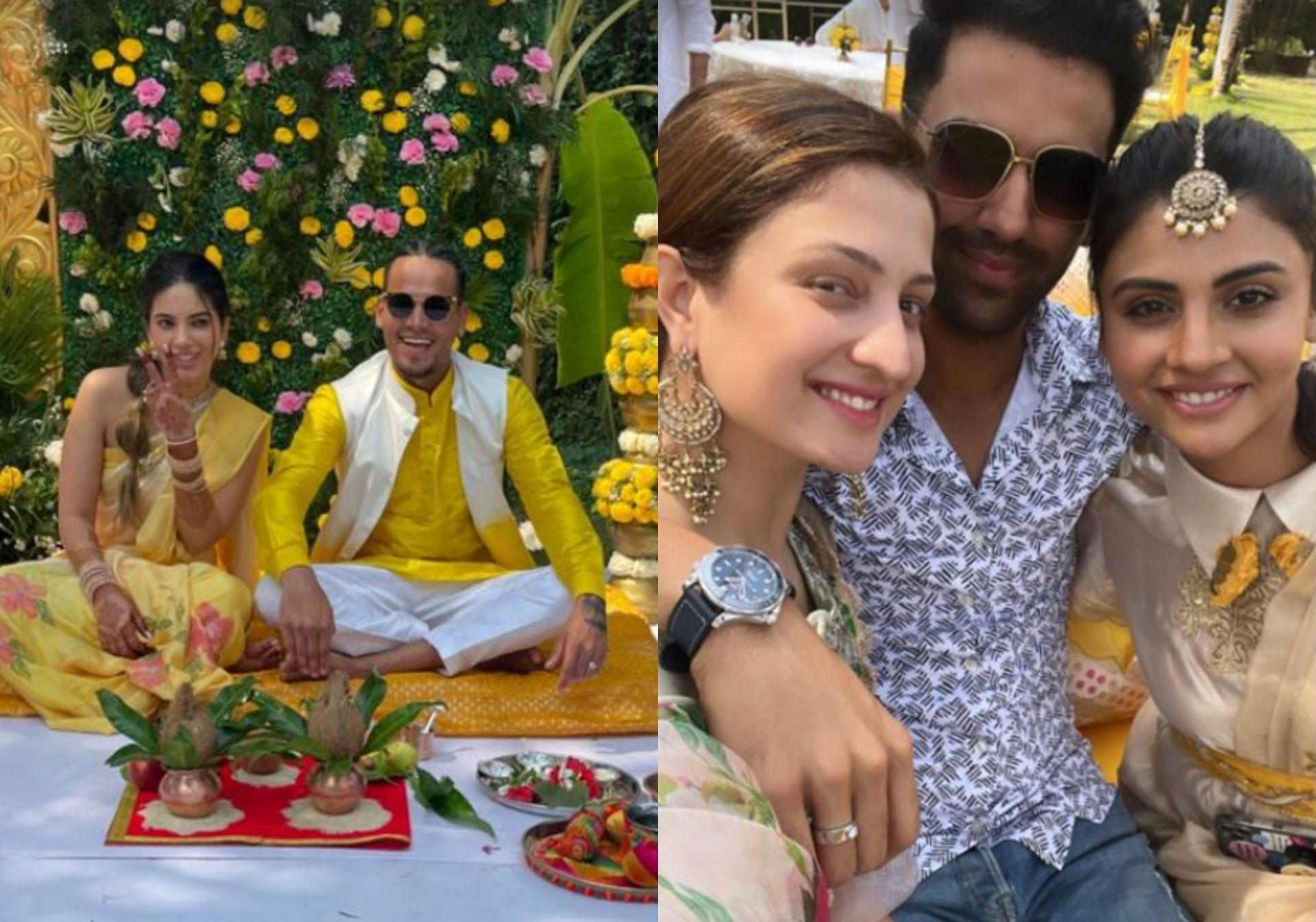 Deepak Chahar attending rahul chahar haldi ceremony