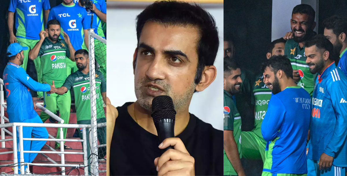 gautam gambhir got angry after seeing friendship of india and pakistan players during match