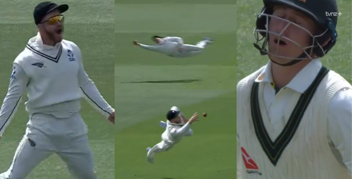 glenn phillips take marnus labuschagne flying catch in nz vs aus 2nd test match video viral