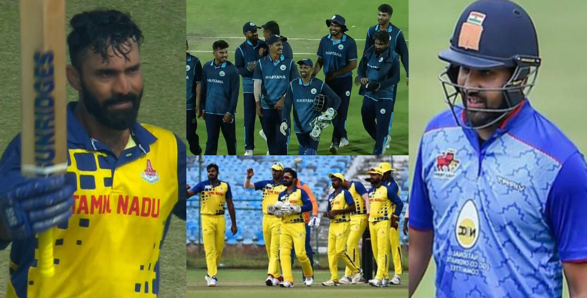haryana beat tamil nadu by 63 runs and reached into final of vijay hazare trophy 1st time