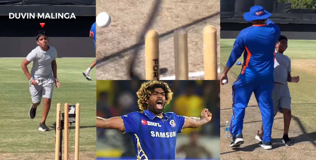 lasith malinga's son duvin malinga included in MI team copy bowling like father video viral