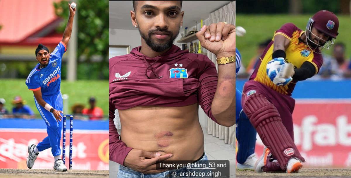 nicholas pooran was badly injured in 5th t20 by arshdeep singh ball pictures went viral