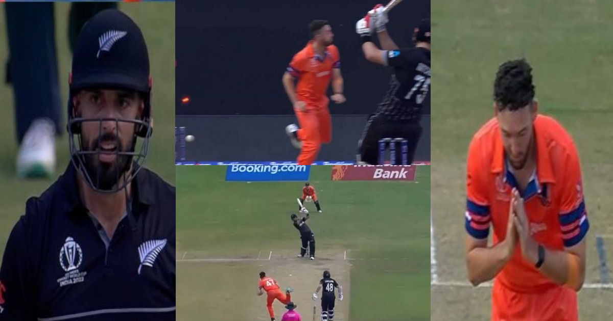 NZ vs NED: NZ vs NED: डेरिल मिशेल के बुलेट शॉट ने स्टंप्स की उड़ाई धज्जियां, अंपायर भी बुरी तरह घायल...