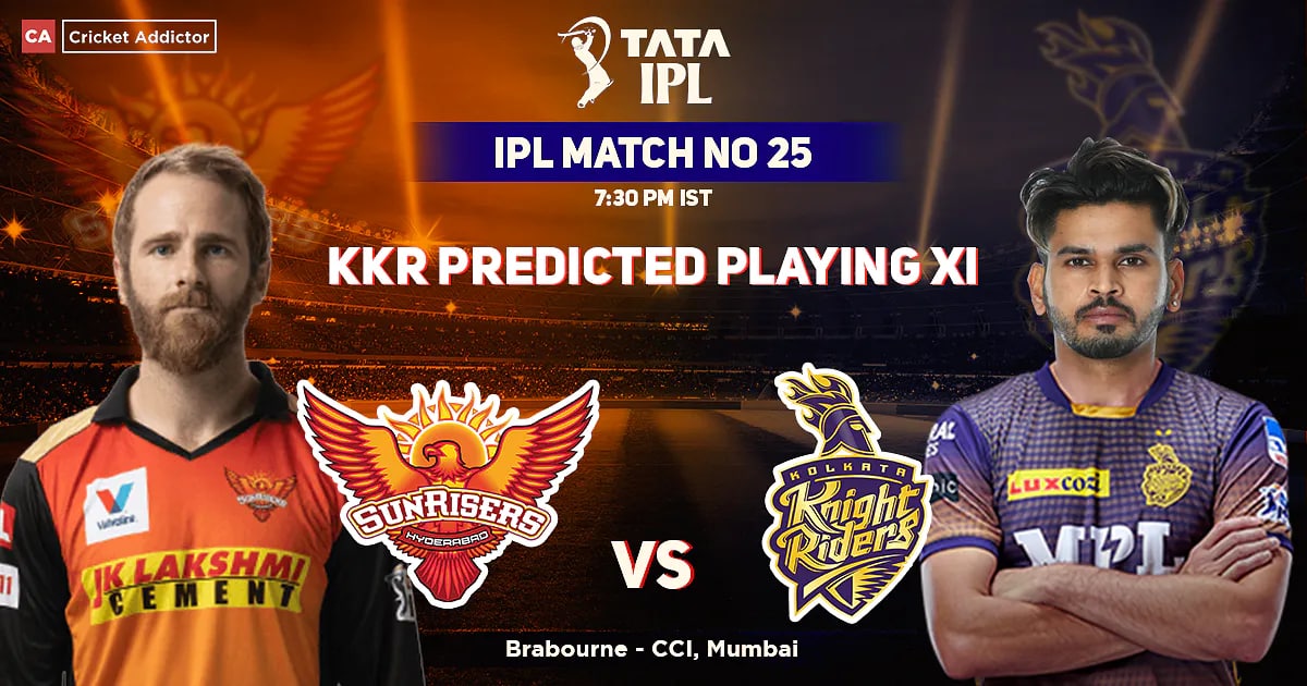 kkr predicted 11 vs SRH 2022