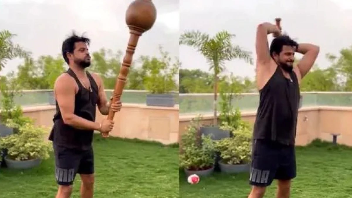 suresh raina workout with gada-VIDEO