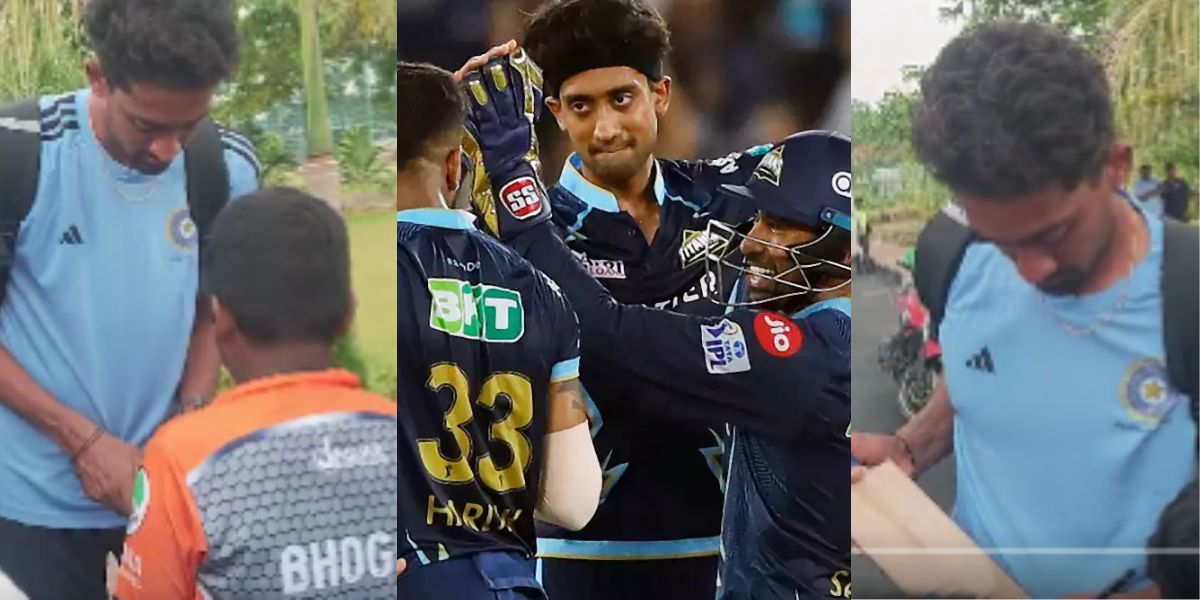 r sai kishore seen giving selfie and autograph to young fans during Deodhar Trophy 2023