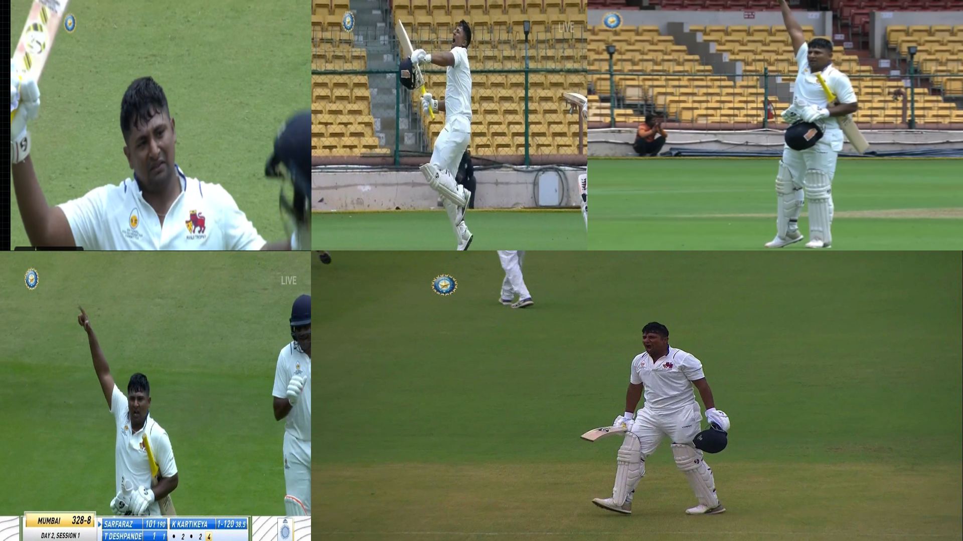 sarfaraz khan century vs MP After emotional moment sidhu moose wala tribute- VIDEO