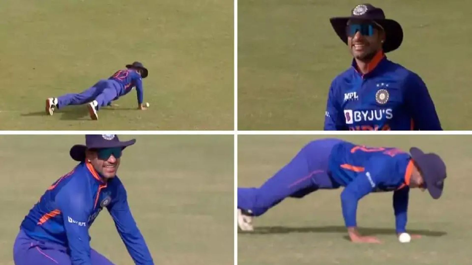 shikhar dhawan push up video during fielding in IND vs WI 1st ODI