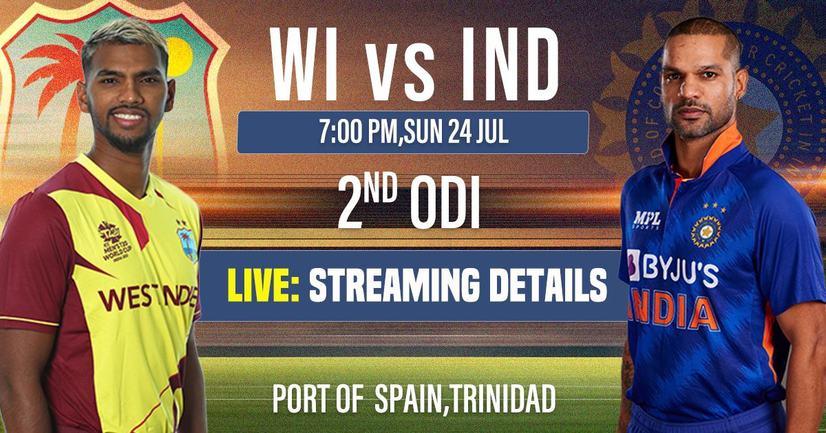 WI vs IND 2nd Match Live Streaming