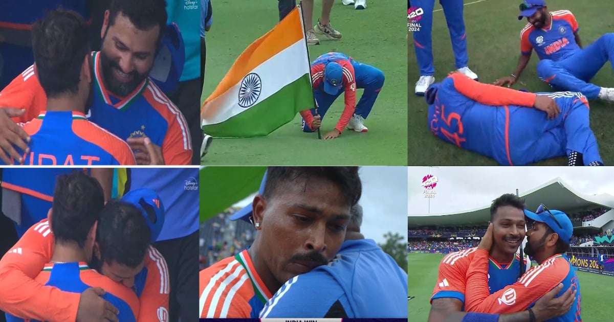 Team India Celebration VIDEO: रोहित ने गाड़ा झंडा, फूट-फूट कर रोए पंड्या, तो विराट-बुमराह की भी आंखे...