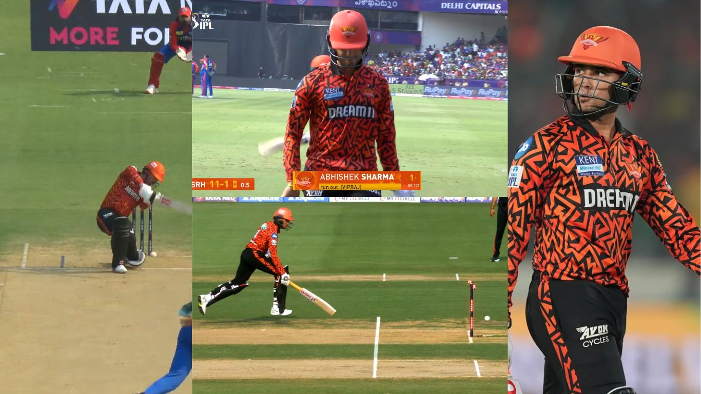 Abhishek Sharma run out first over in dc vs srh match VIDEO viral