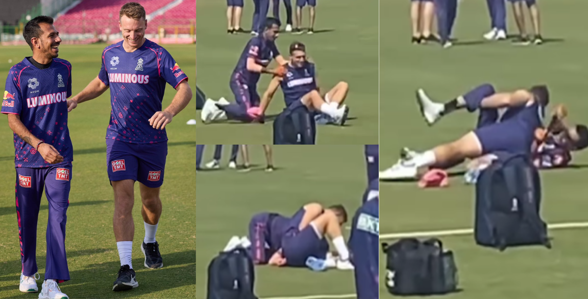 video-jos-buttler-and-yuzendra-chahal-fight-in-a-funny-way-ahead-rr-vs-lsg-ipl-2024-match-4