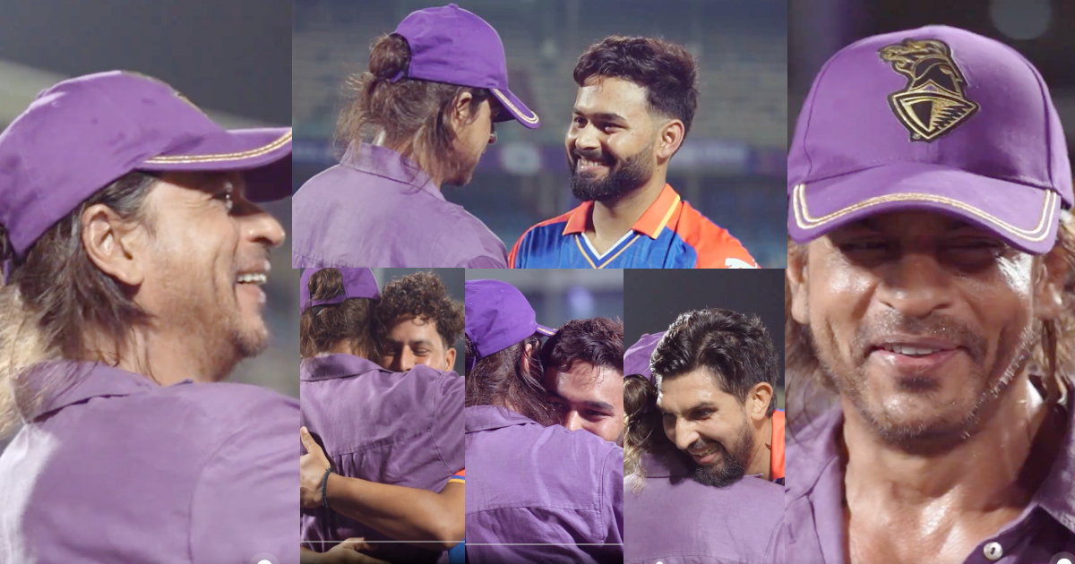 video shahrukh khan hugs delhi capitals player after victory in dc vs kkr ipl 2024 match 16