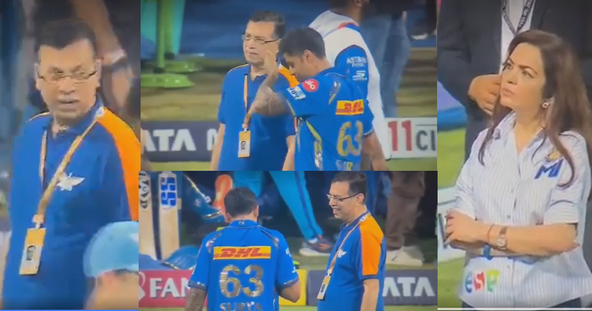 video suryakumar yadav met lsg owner sanjeev goenka after mi vs lag last match in ipl 2024