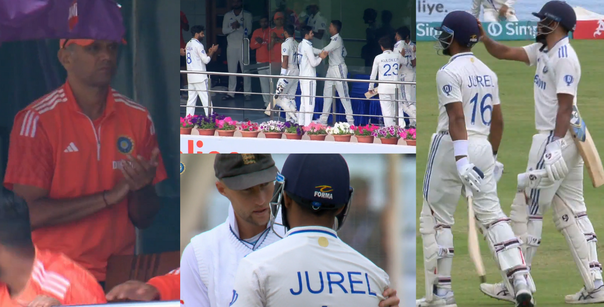 video team india gave a warm welcome to dhruv jurel in the dressing room after his brilliant inning...