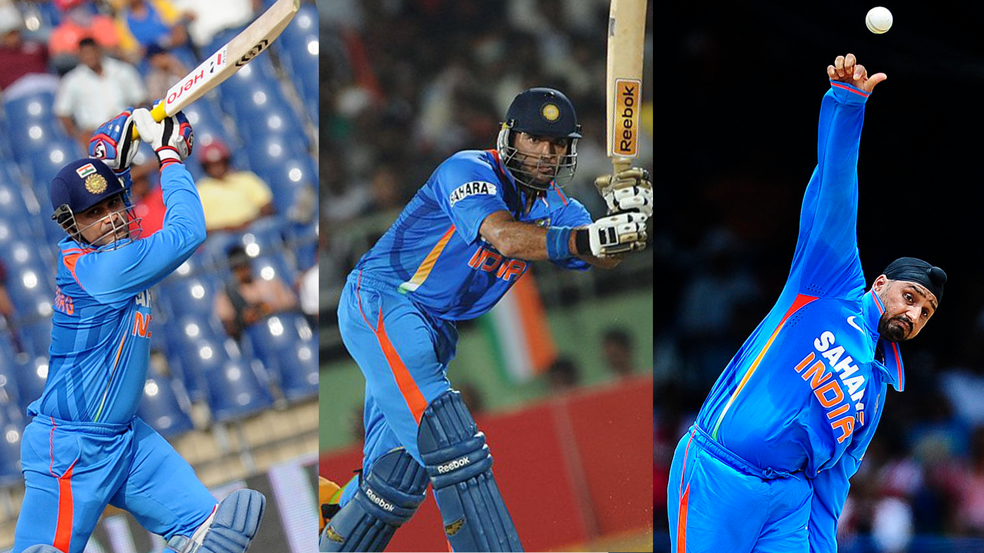 virender sehwag, yuvraj singh and harbhajan singh