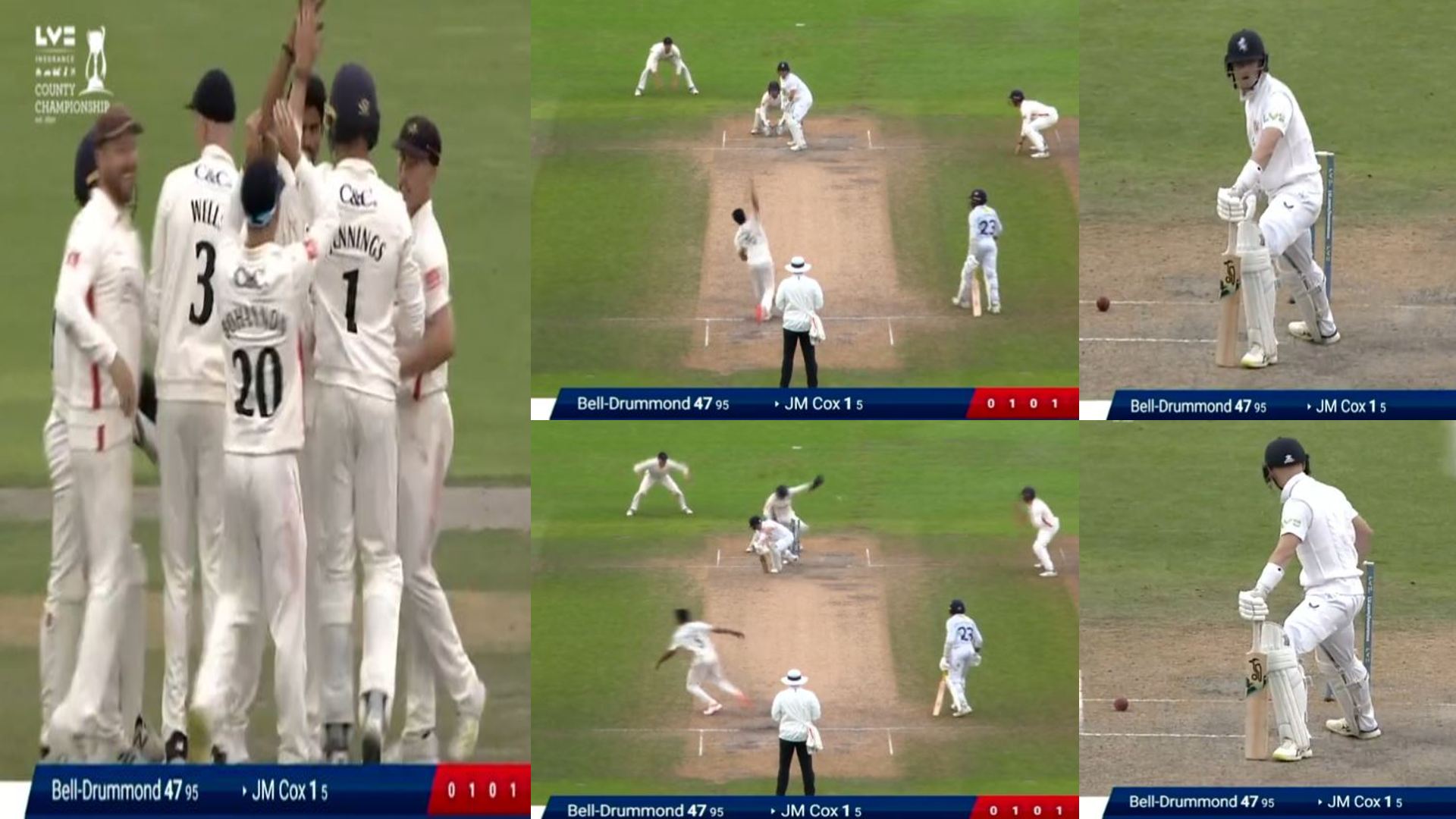 watch video- washington sundar bowled jordan cox county cricket kent vs lancashire