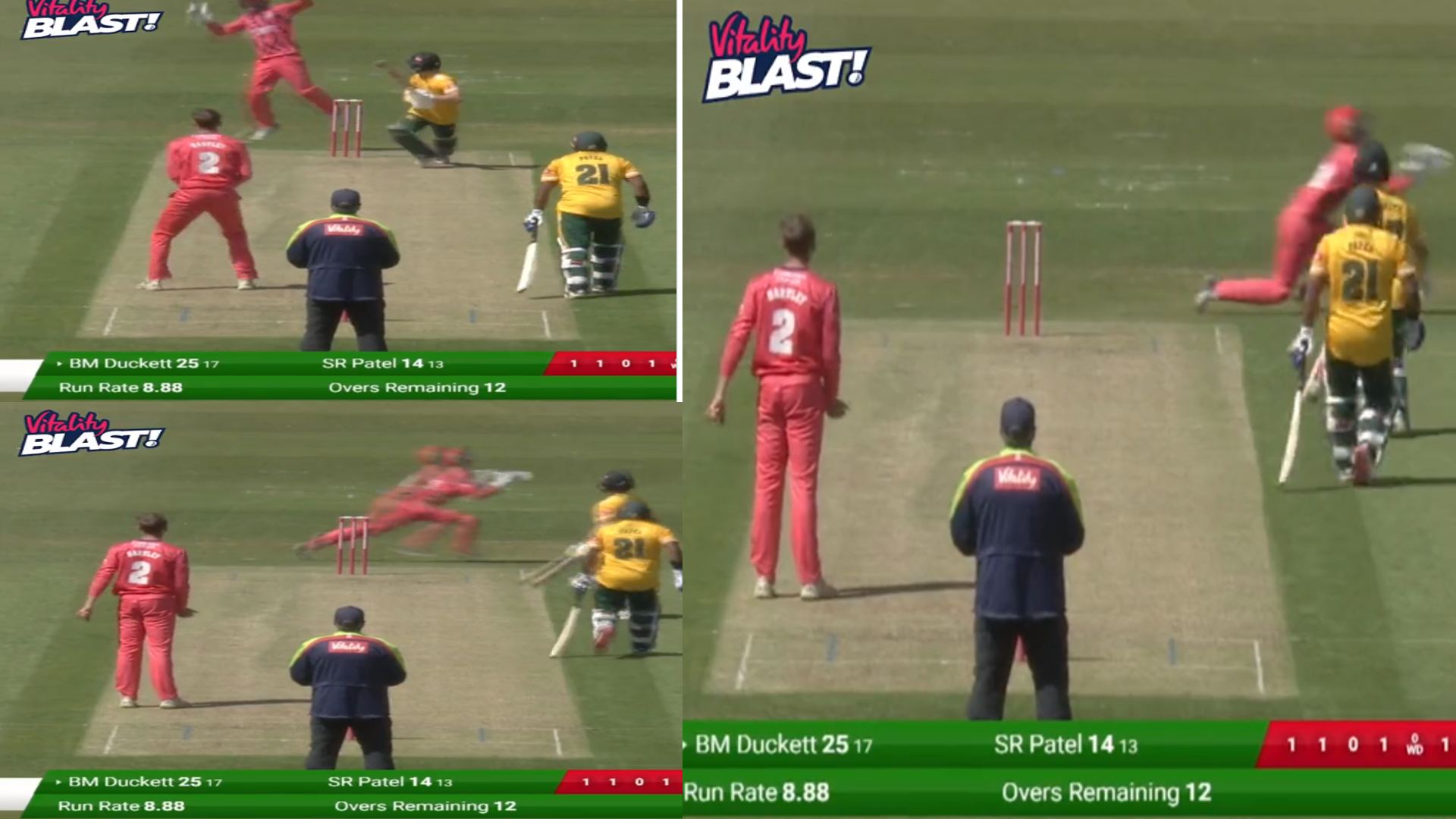 wicketkeeper dane vilas took amazing catch in t20 blast 2022 video viral