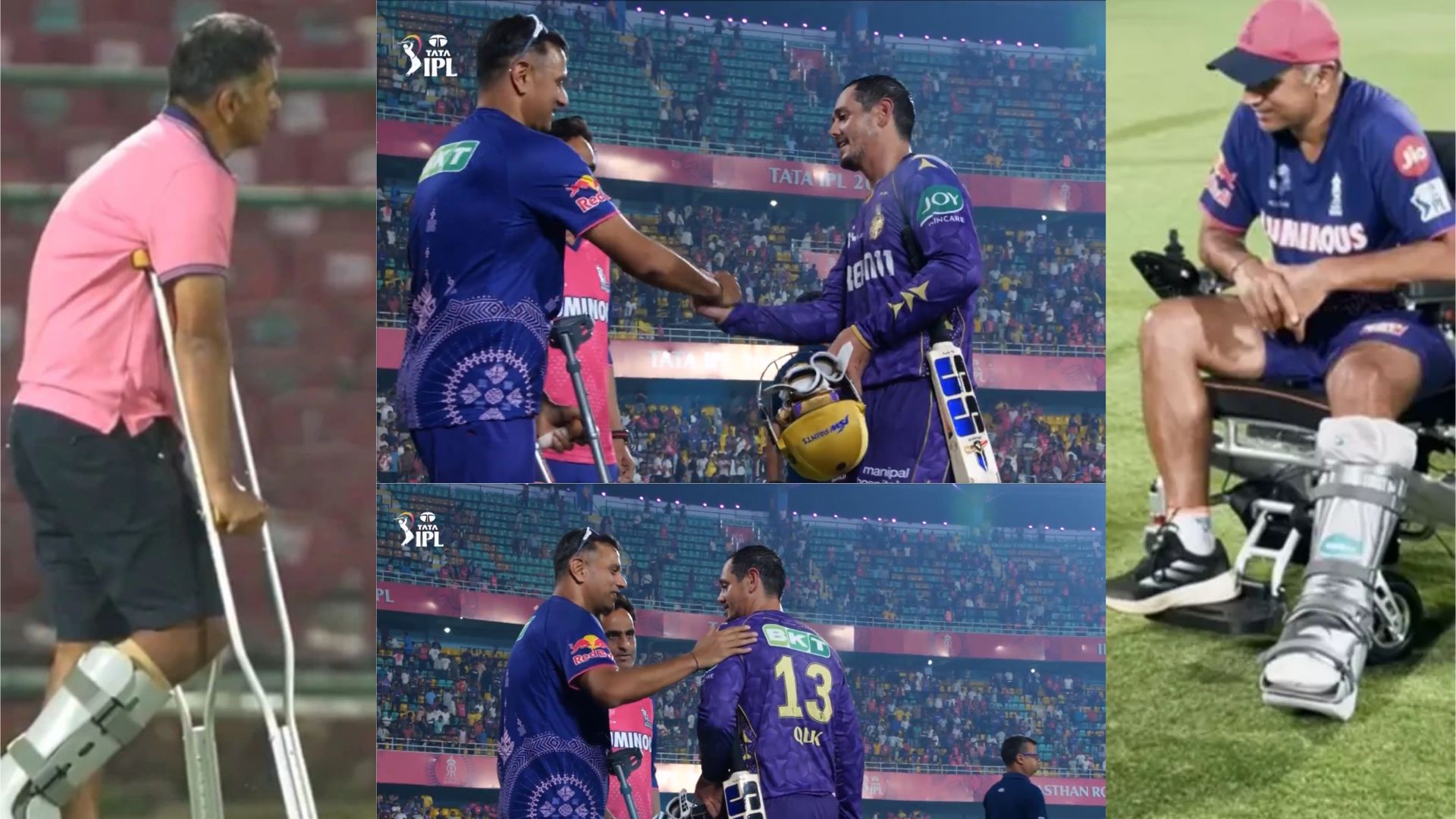 VIDEO: बैसाखी के सहारे चलकर भी राहुल द्रविड़ ने क्विंटन डिकॉक को दी शाबाशी, दिल छू लेने वाला मोमेंट म...