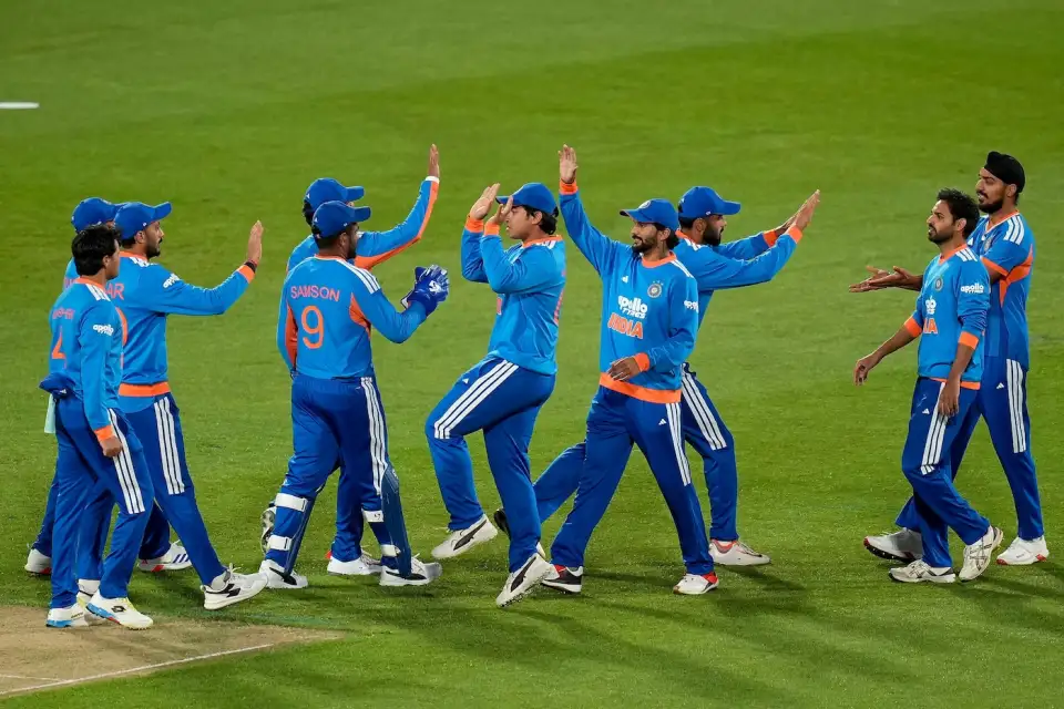 Team India after winning 3rd T20I against New Zealand