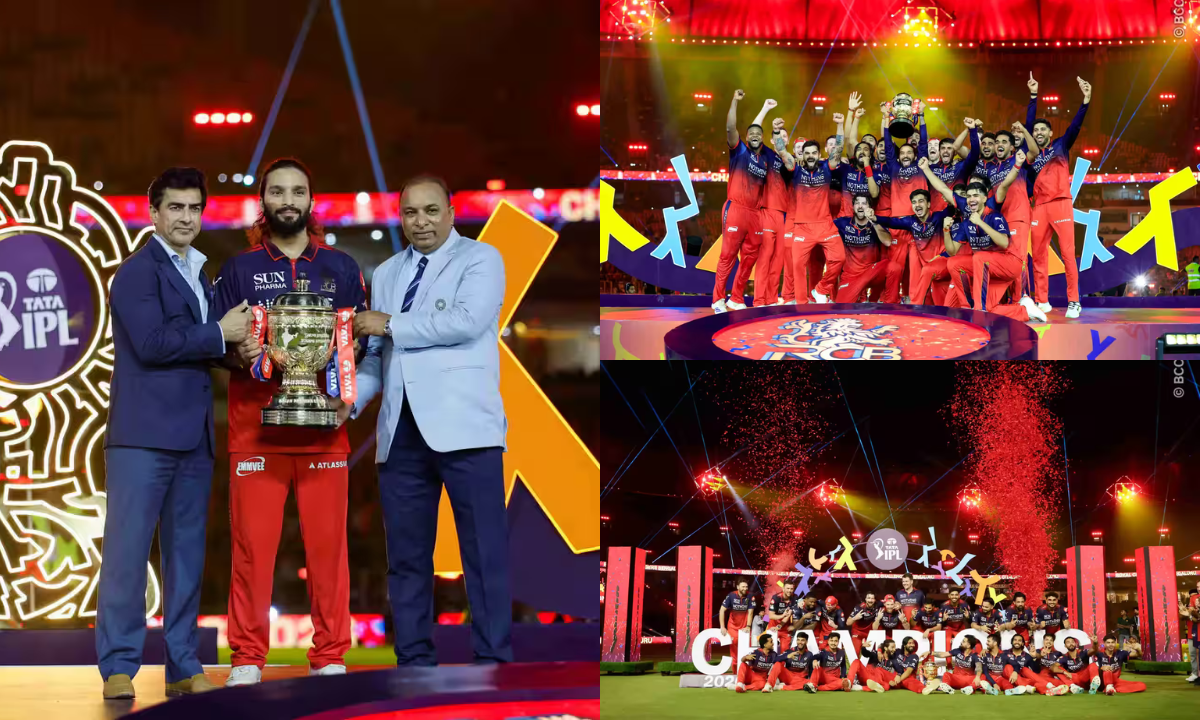 RCB LIFTING IPL 2026 TROPHY