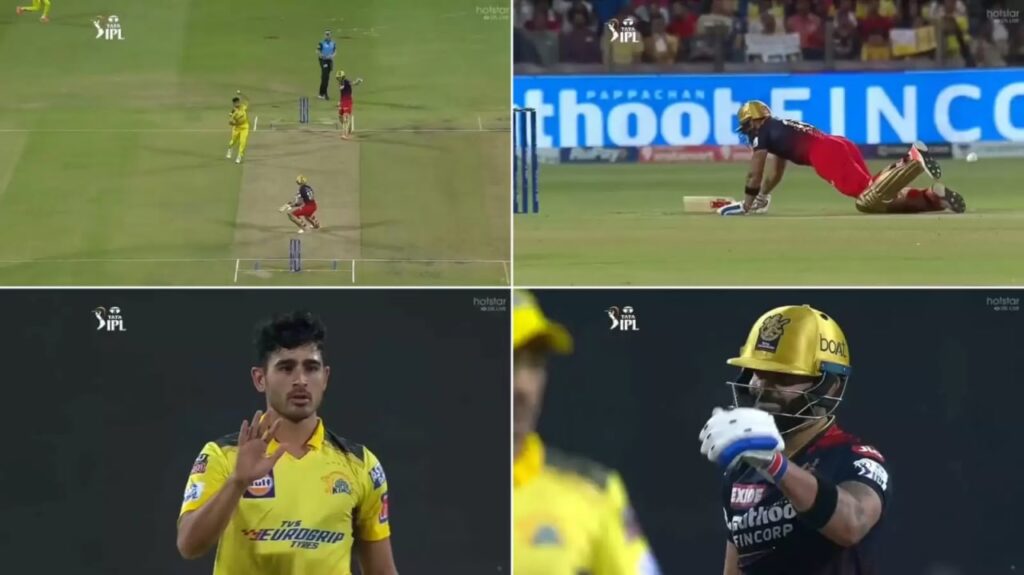 Mukesh Chaudhary hits Virat Kohli in a missed run-out attempt