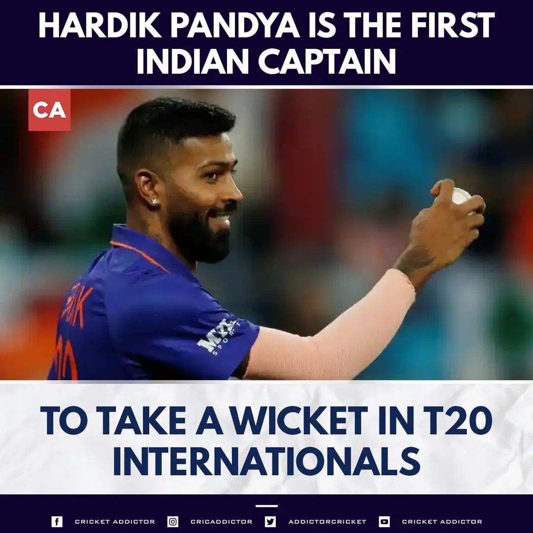 Hardik Pandya 1st Indian Captain to pick a Wicket in