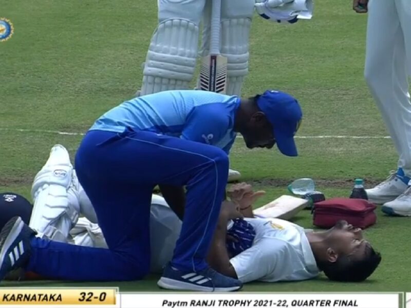 watch- Shivam mavi ball hurt mayank agarwal in ranji trophy match- Image Credit BCCI