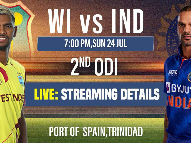 WI vs IND 2nd Match Live Streaming