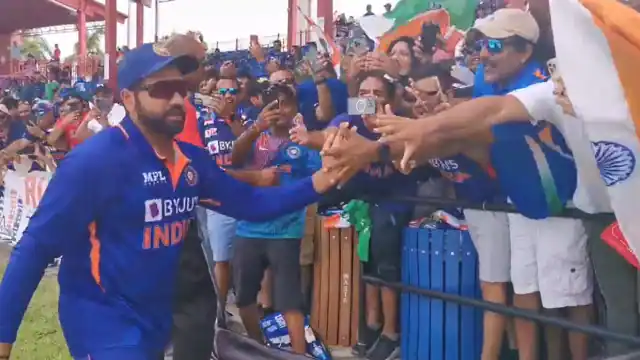 Rohit Sharma with fans in West indies- after 4th T20I 2022
