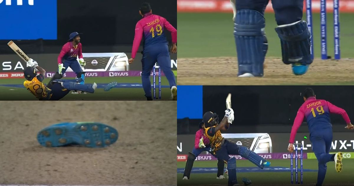 T20 world cup 2022 pathum nissanka loosing his boots-VIDEO