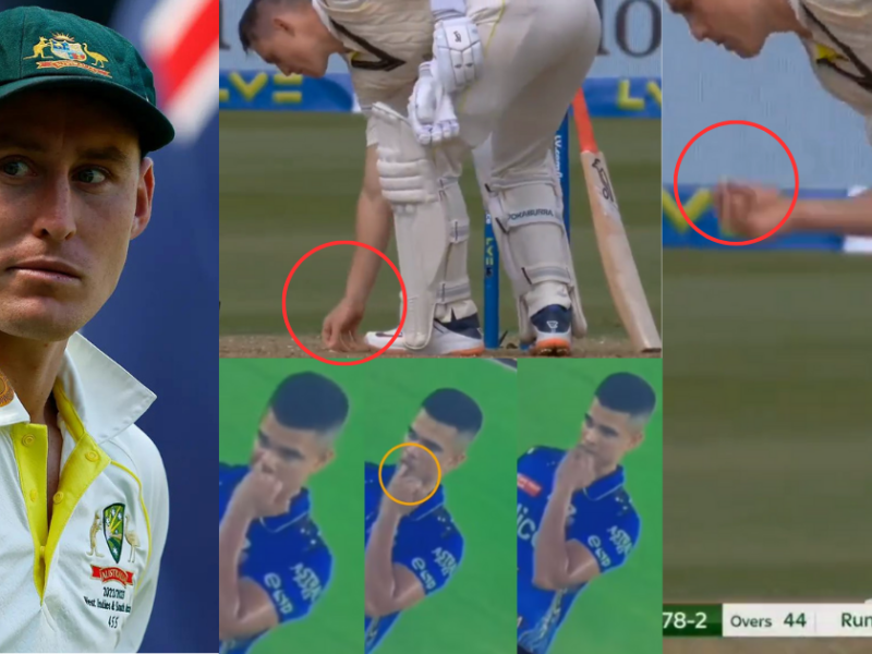 marnus labuschagne chewing gum on the ground, started spitting and eating, video went viral