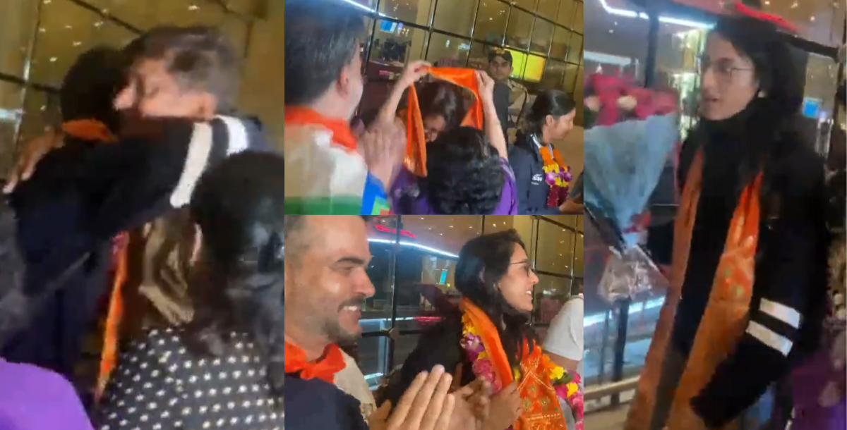 Video a great welcome for indian women's cricket team in india after winning the gold in Asian Games 2023