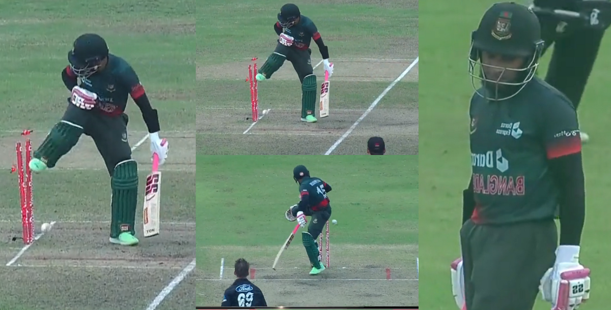 mushfiqur rahim was bowled due to his mistakes in 3rd ban vs nz odi match video went viral