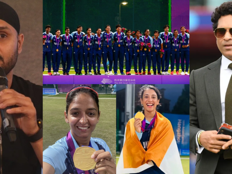 sachin tendulkar virender sehwag and harbhajan singh congratulated indian women team For Gold