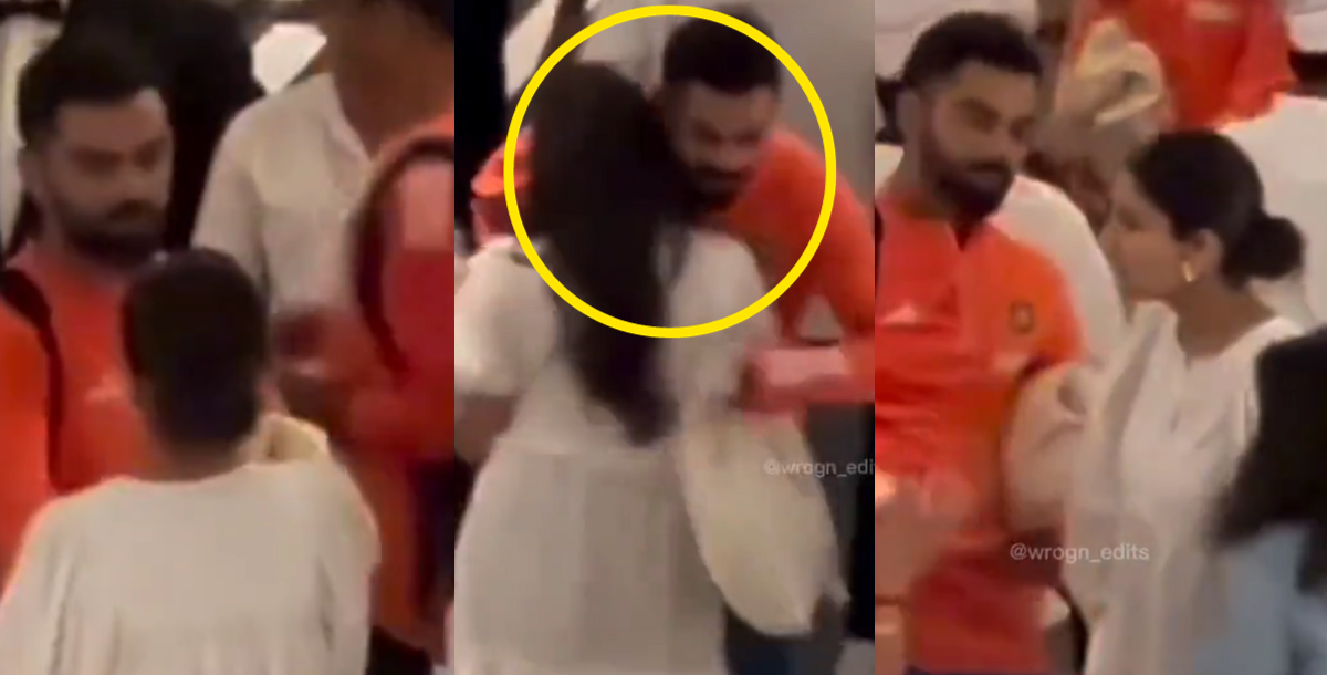 video virat kohli hugged rohit sharma wife ritika sajdeh front of anushka