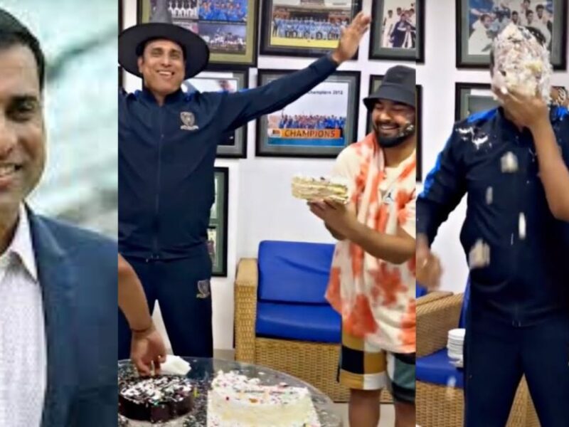 VVS Laxman के जन्मदिन पर Rishabh Pant ने काटा बवाल, केक से नहलाकर किया बुरा हाल, VIDEO हुआ वायरल