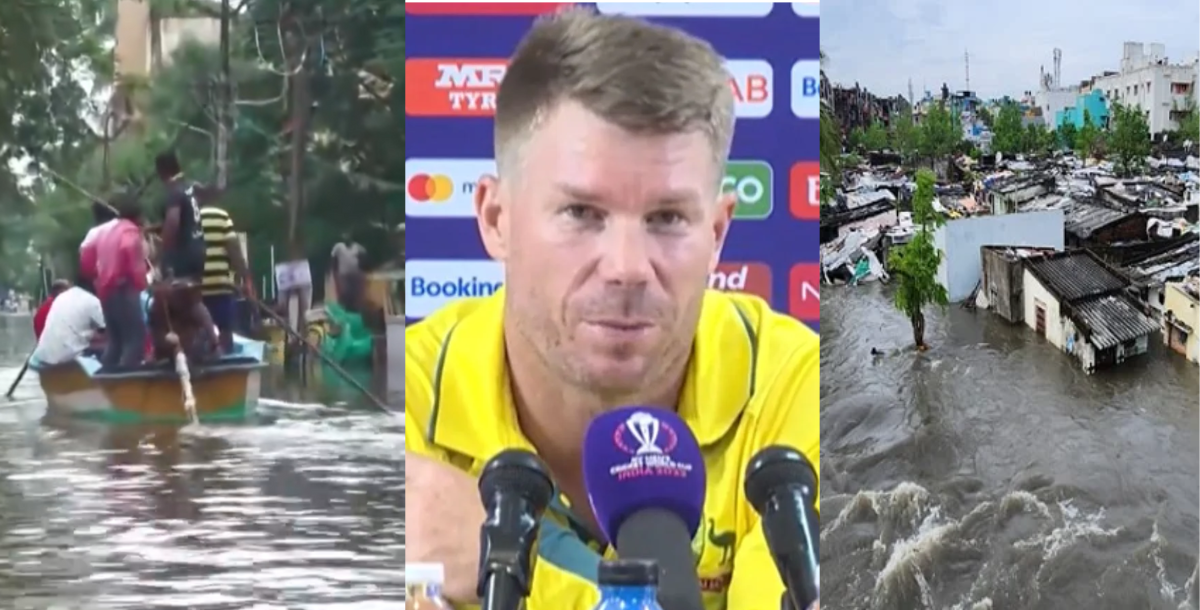 david warner expressed grief over the cyclone michaung that hit india video went viral