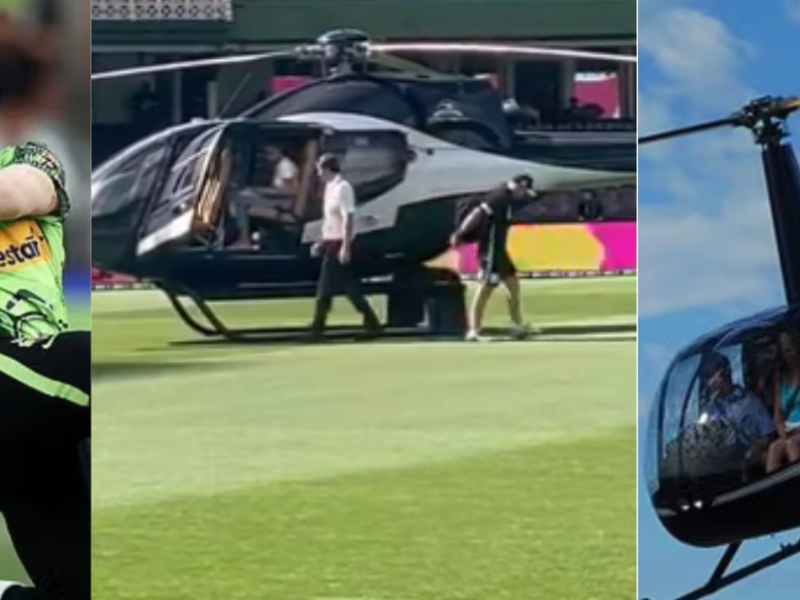 David Warner ने शाहरुख खान स्टाइल में की मैदान में एंट्री, स्टेडियम में ही उतारा हेलिकॉप्टर, VIDEO वायरल