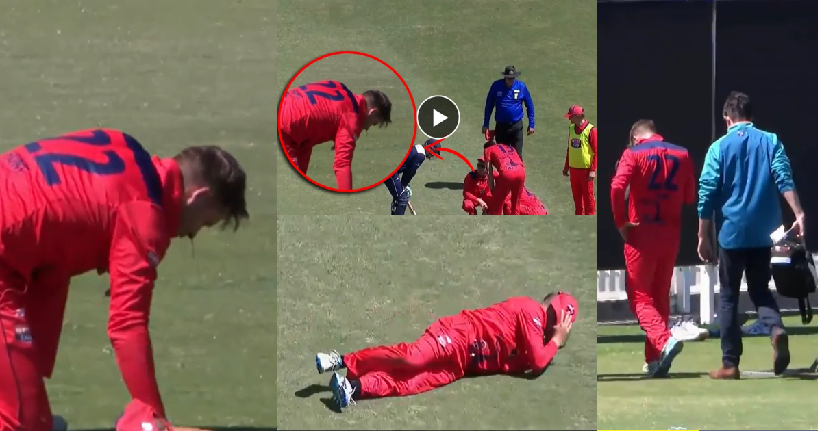 australian player henry hunt serious injured in live cricket in marsh cup video viral