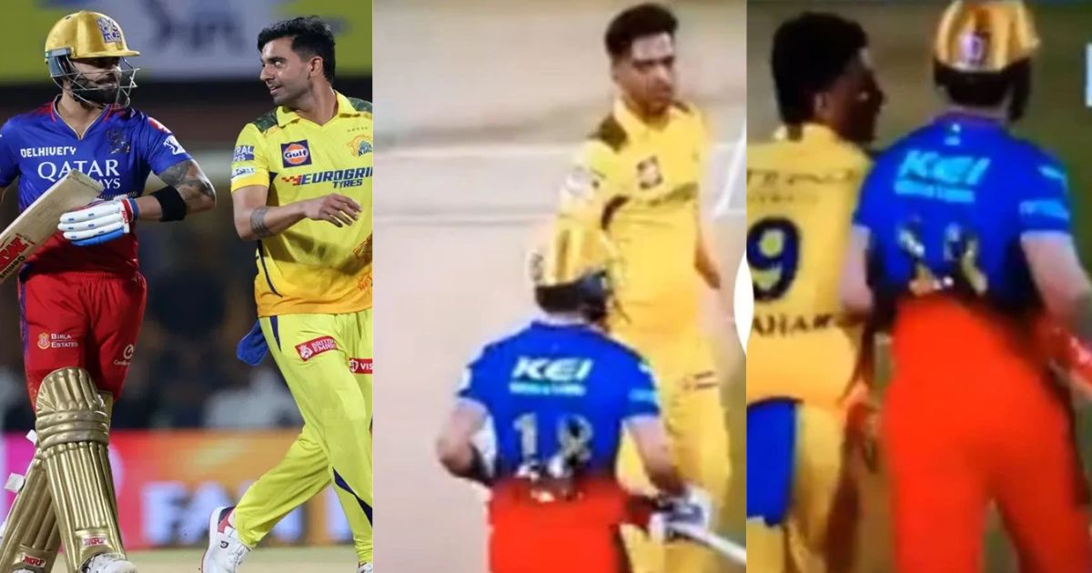 deepak chahar pushed virat kohli funny moment in csk vs rcb match video viral