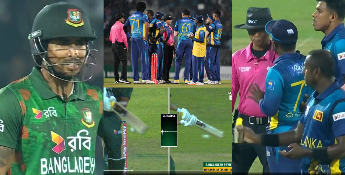video dispute over DRS in the 2nd T20 between ban vs sl third umpire not given out of Soumya Sarkar