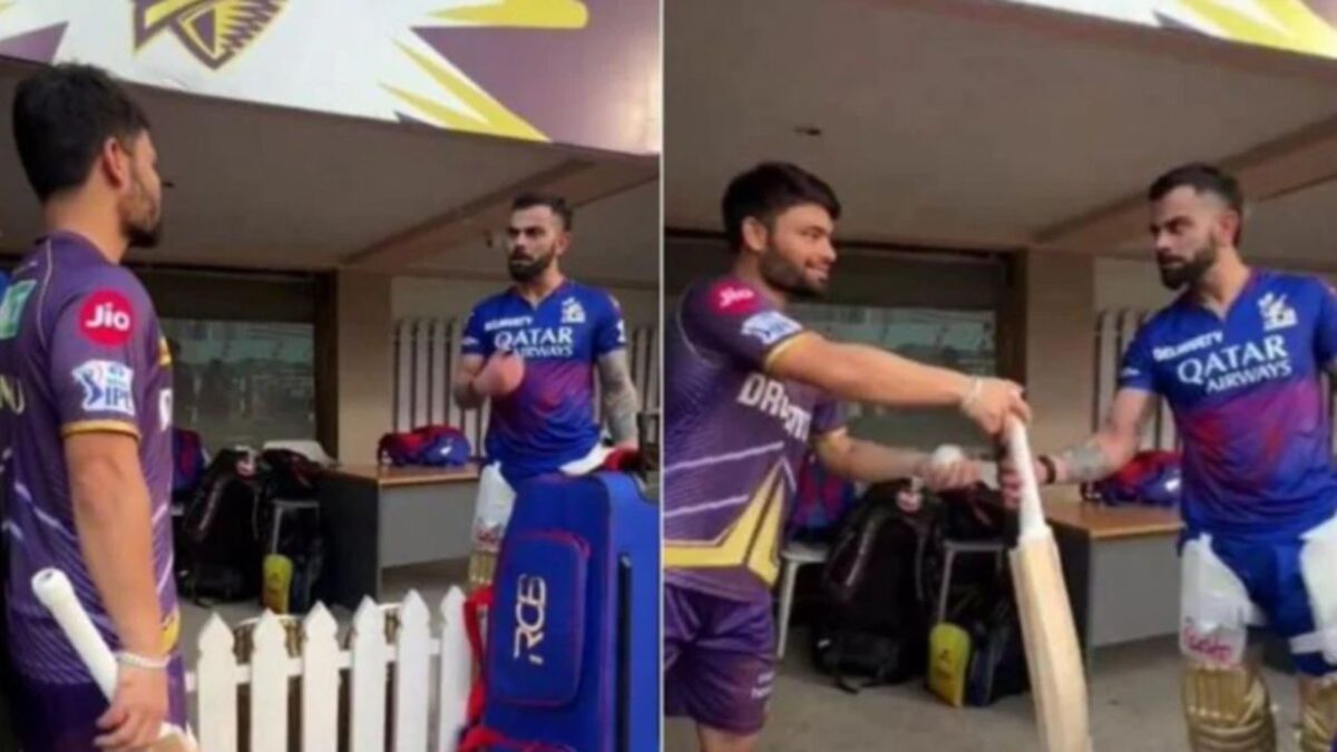 virat kohli angry on rinku singh because he break his bat video viral