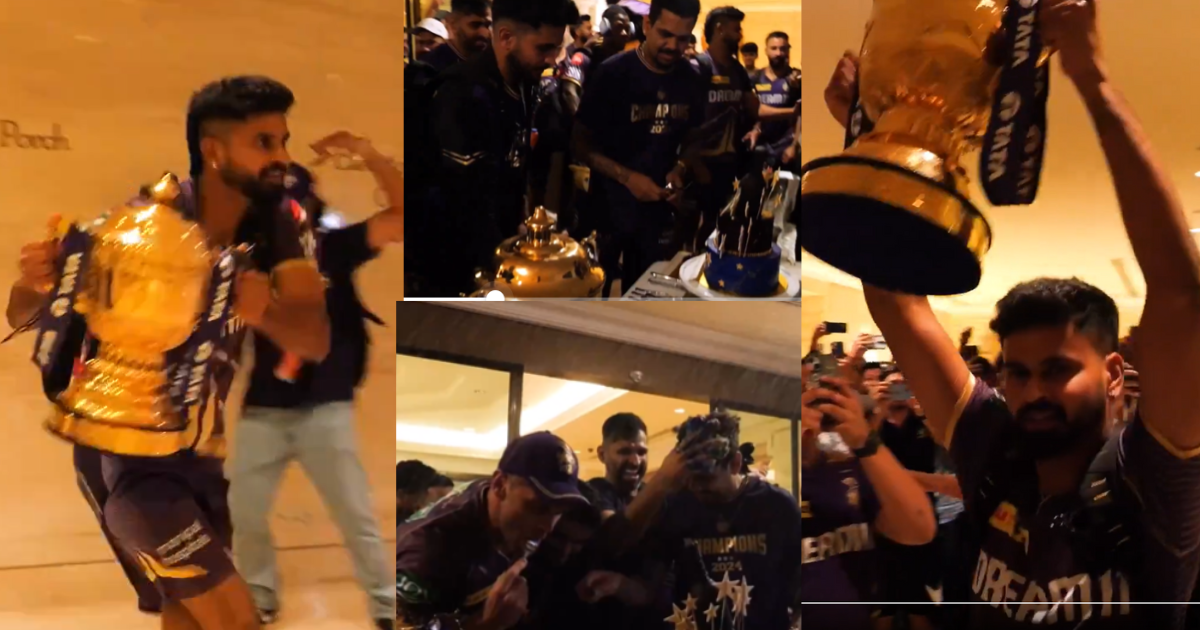 KKR players celebrate in hotel after winning IPL 2024 final