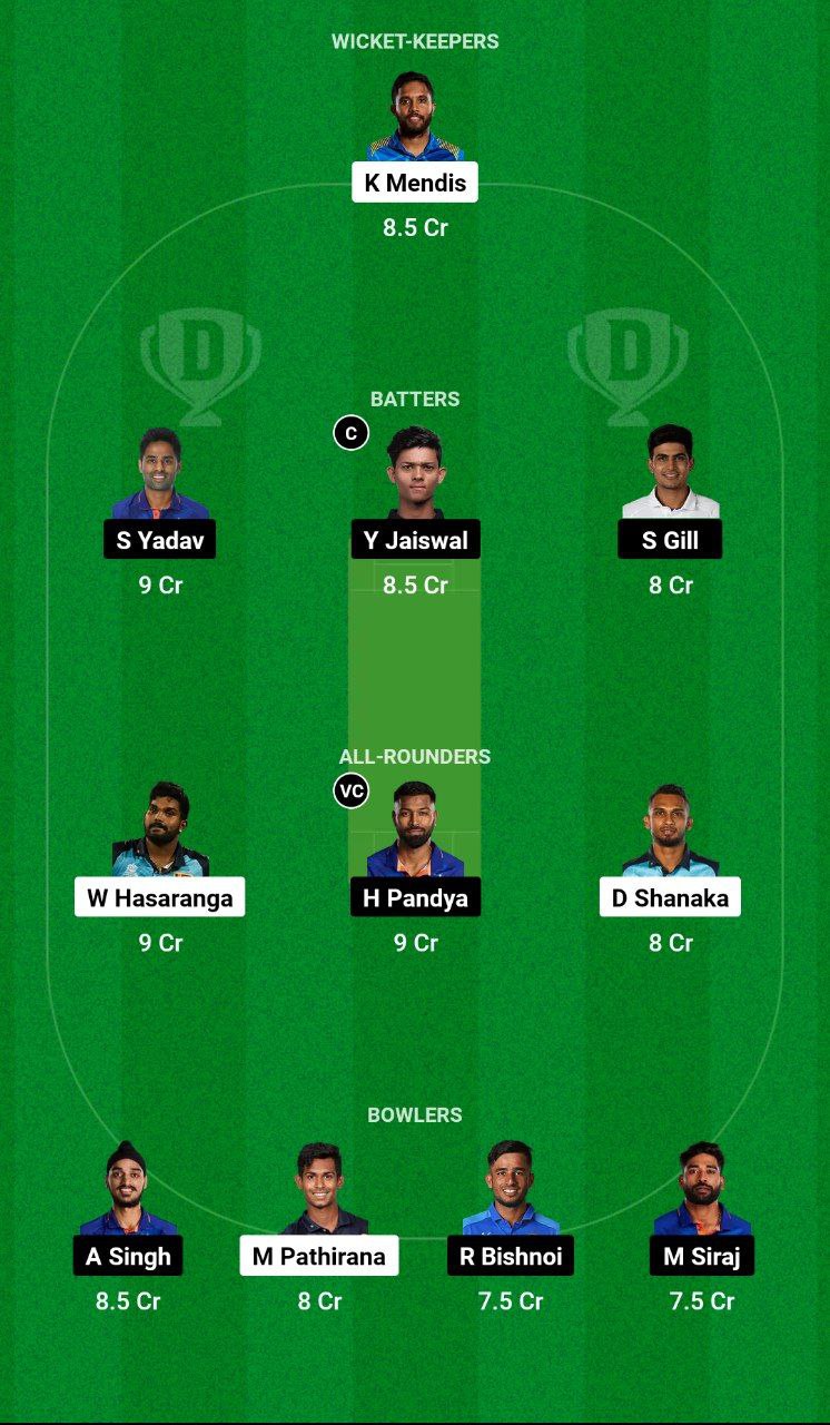 SL vs IND Dream11 Team