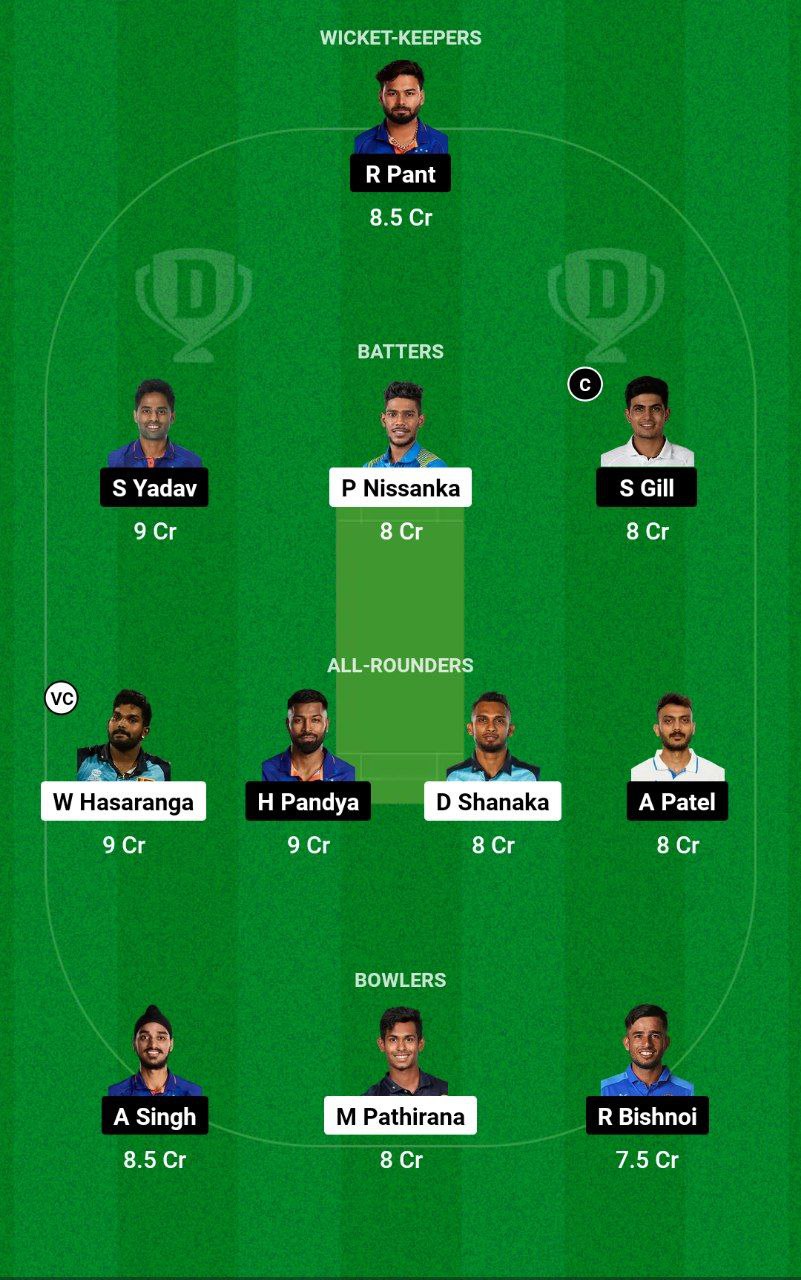 SL vs IND Dream11 Team