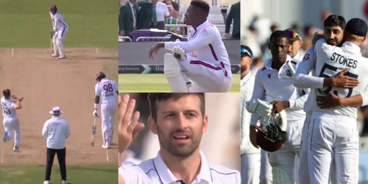 eng vs wi mark wood brutal bouncer broken kevin sinclair hand in 3rd test video viral