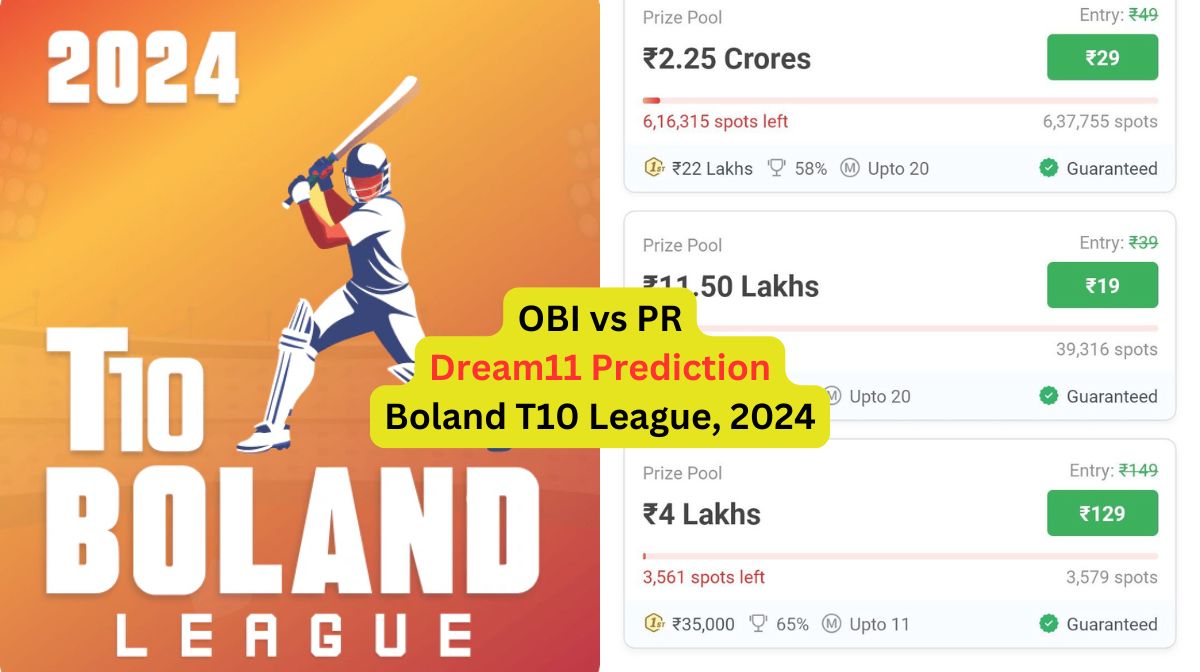 OBI vs PR Dream11 Prediction in Hindi, Match 9 प्लेइंग इलेवन, पिच रिपोर्ट, Dream11 Team – Boland T10 League, 2024